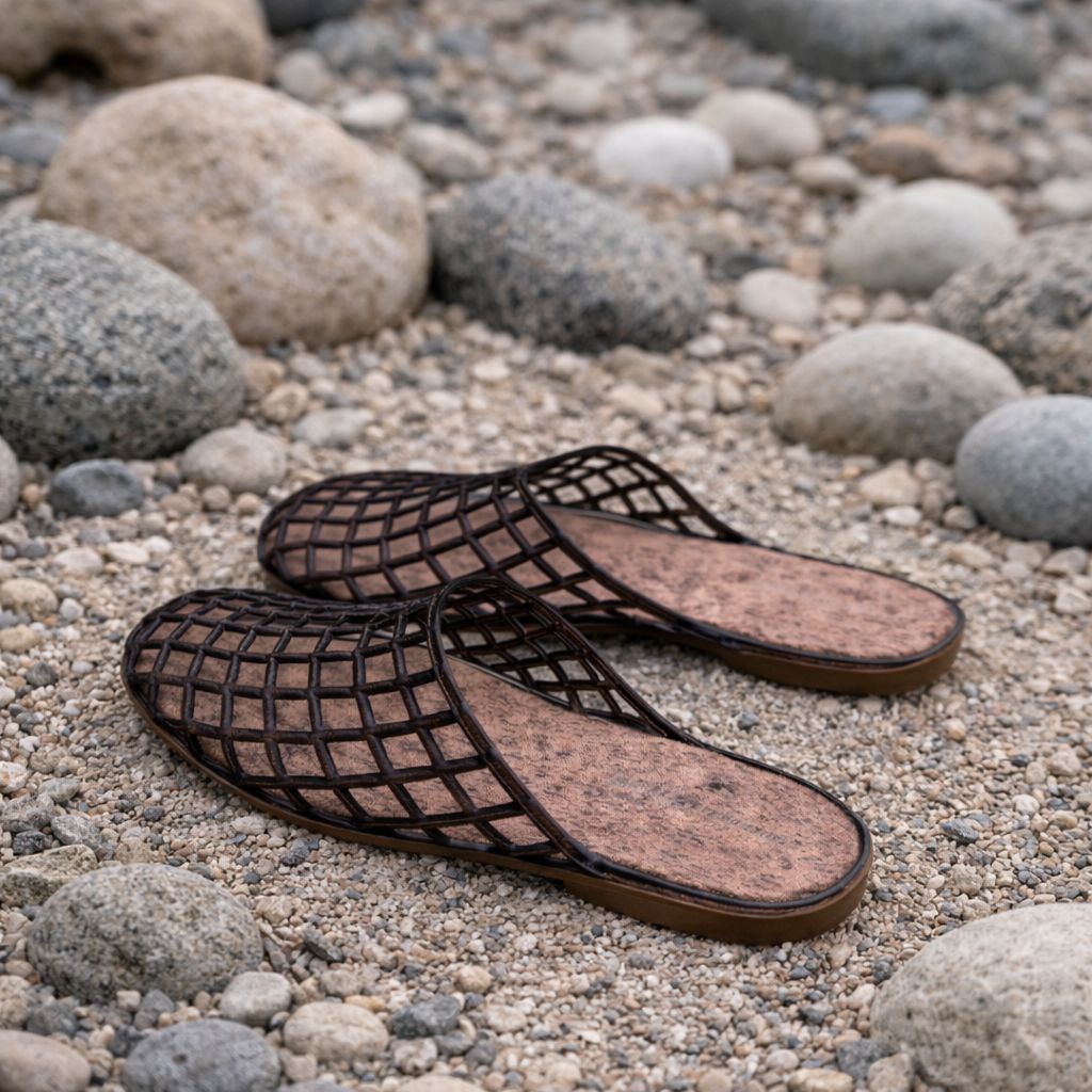 sandales tressées Les Canebiers posées sur galets
sandales plates tressées foncées vue de dessus
sandales été style méditerranéen Les Canebiers
sandales ajourées tressées lifestyle Saint-Tropez
