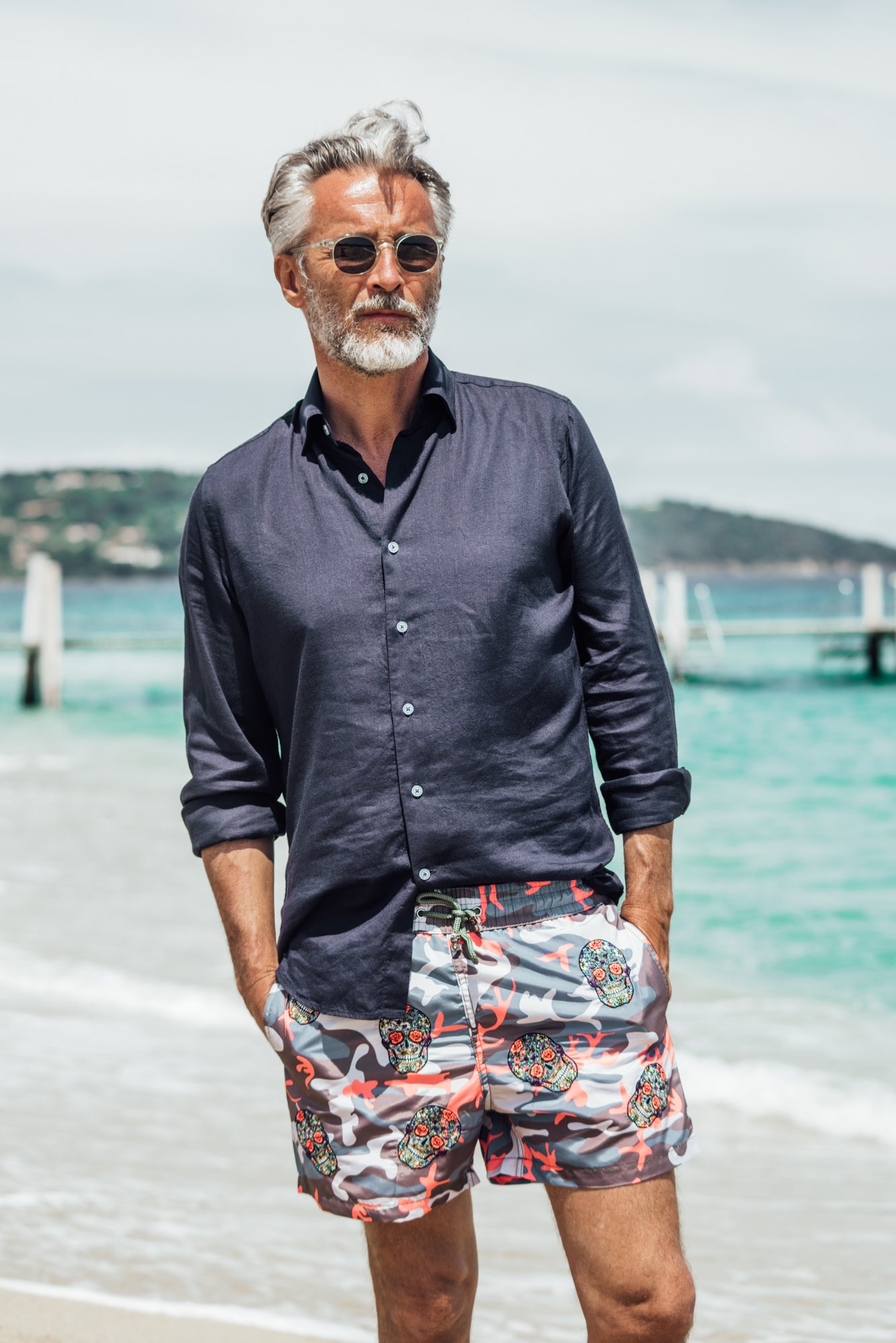 All Over Mex Camo - Navy/Orange