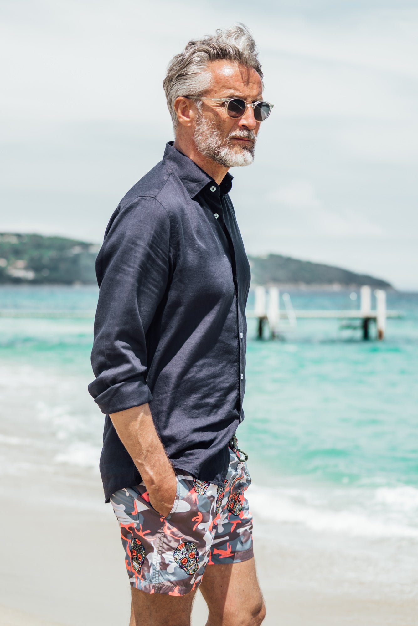 All Over Mex Camo - Navy/Orange