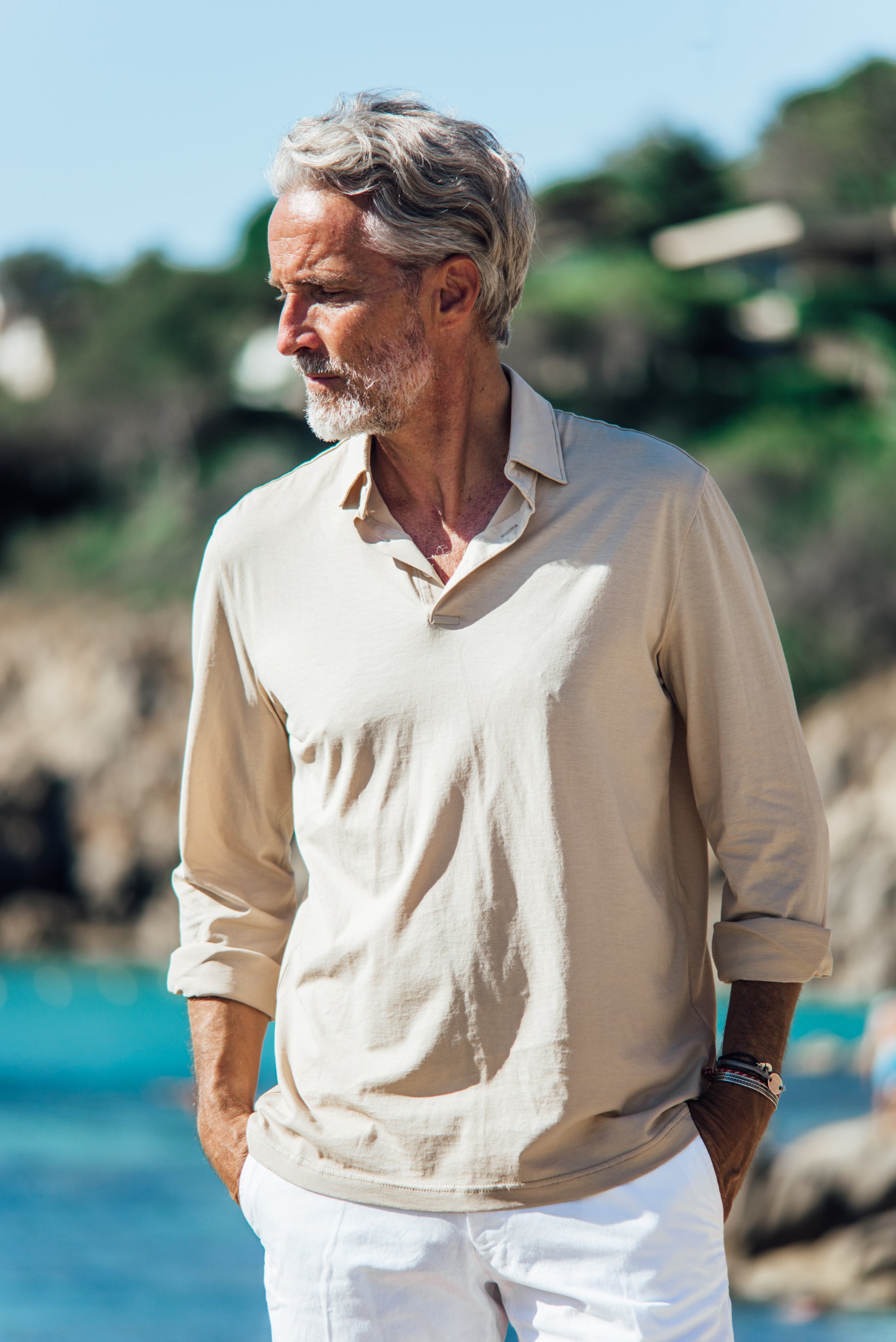 Polo Marsouin (long sleeve) - Beige
