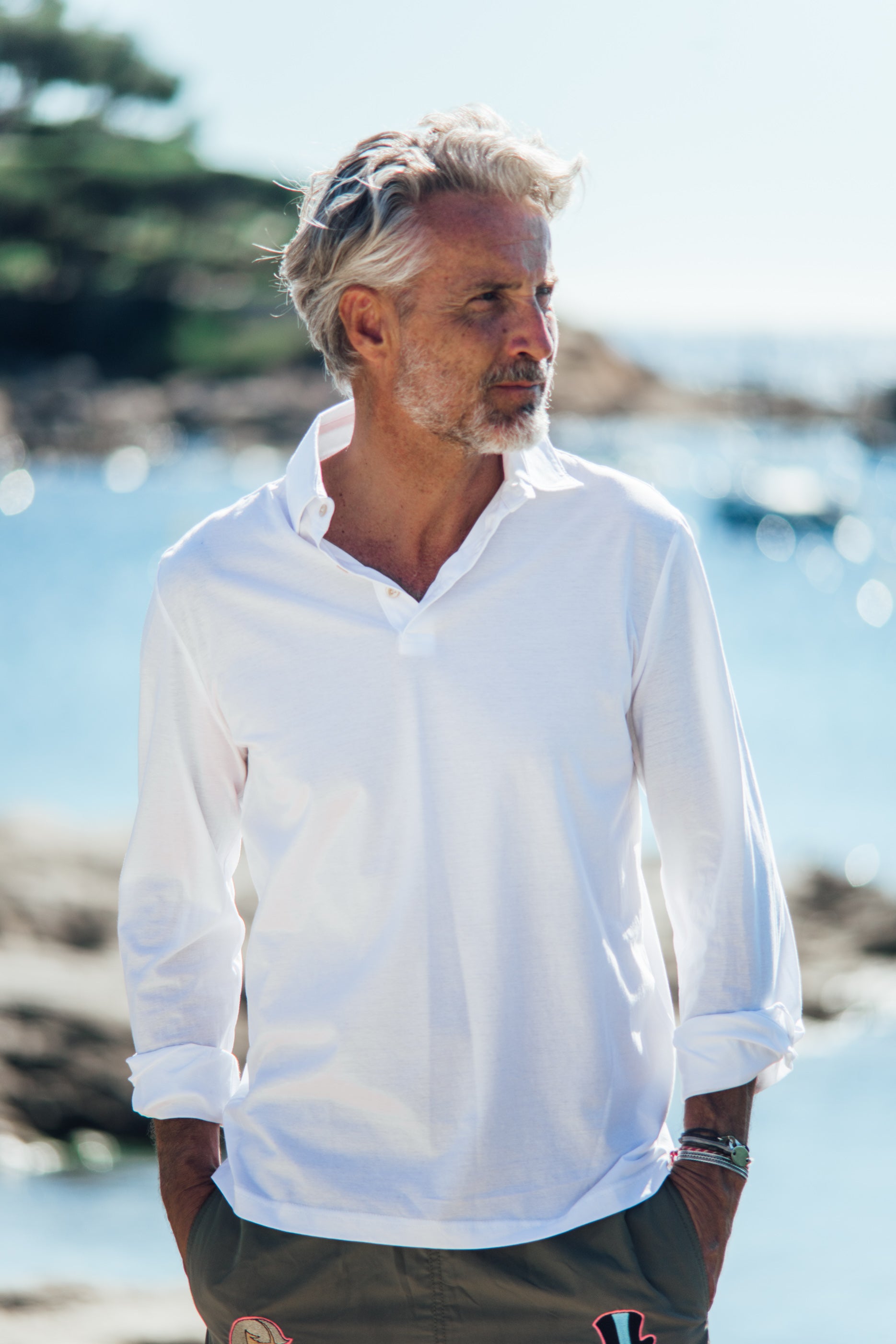 Polo Marsouin (long sleeve) - White